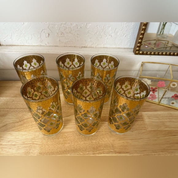 Culver Valencia Pattern Highball Glasses Vintage Barware 22K Gold 6 Glasses - Picture 8 of 16